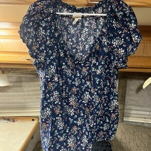 St. John's Bay Navy Floral Blouse